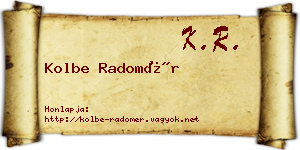 Kolbe Radomér névjegykártya